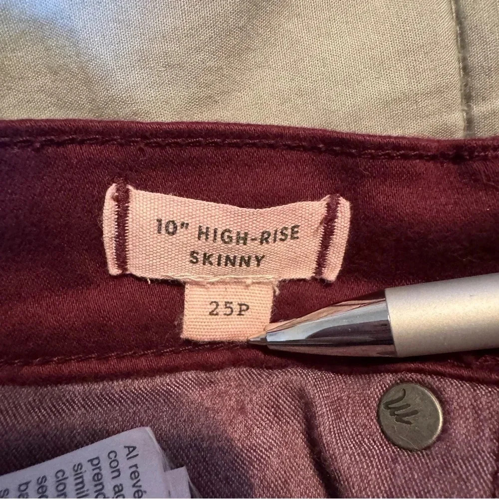 Madewell Jeans | Madewell 10" High Riser Skinny Jeans Maroon - Picture 7 of 8